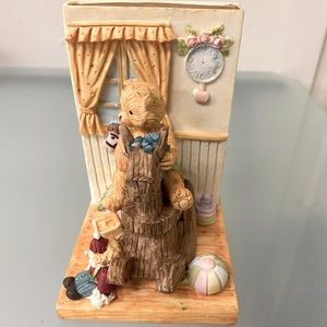 Teddy Bear Boy Rocking Horse Hand Painted Resin Bookend For Child Baby Room